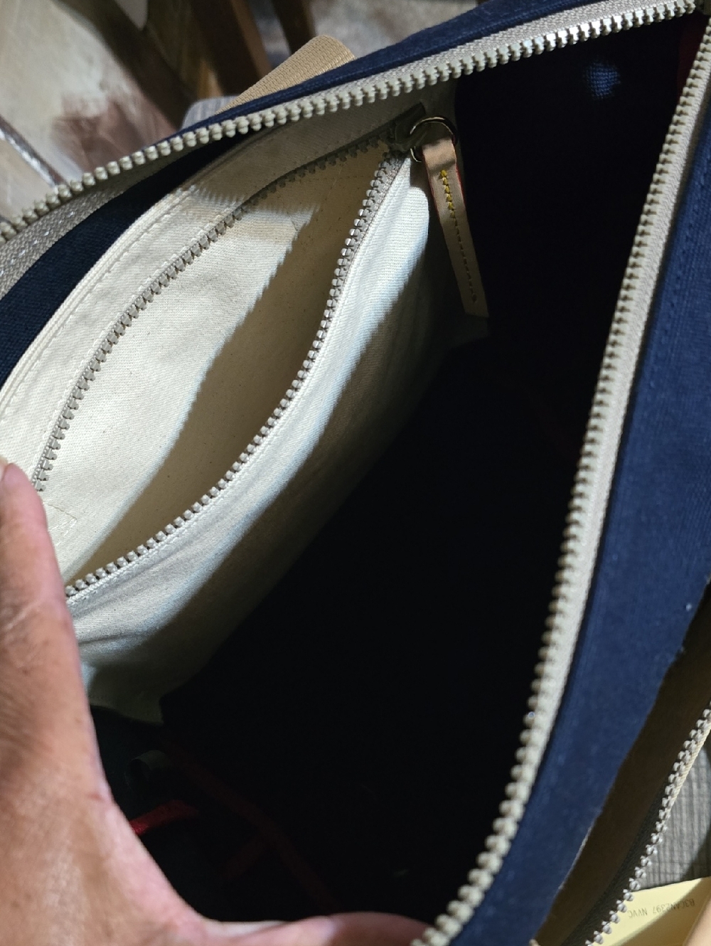 Dooney & Bourke Navy and Khaki Canvas Tote - Picture 7 of 7